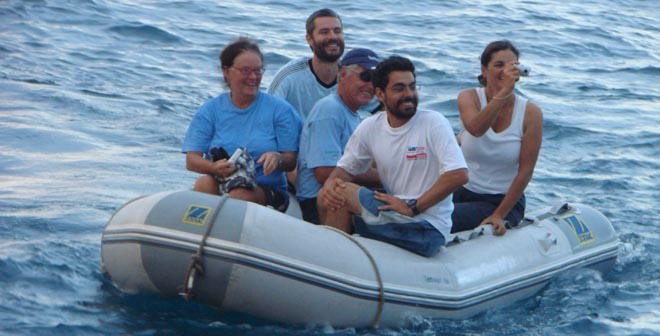 Steamy Windows and Zulane crew turning on a dinghy welcome © BW Media